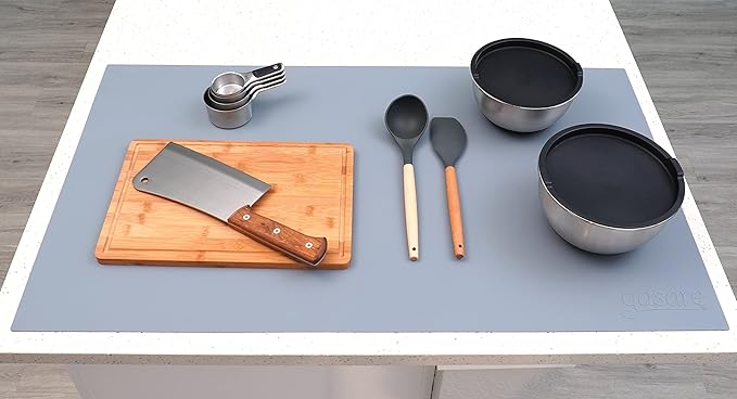GASARÉ, Extra Large, Thick, Silicone Mat for Kitchen Counter, Heat Resistant Mat, Countertop Protector, Non-Slip, Easy to Clean, Cuttable, 40 x 23.5 Inches, Gray