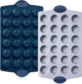 BRONYPRO Ceramic Mini Muffin Pan, 24-Cup Nonstick Aluminized Steel Mini Cupcake Pans, Healthy Non-Toxic Ceramic Coating Muffin Tin, 2 Pack Cup Cake Pans for Baking Blue