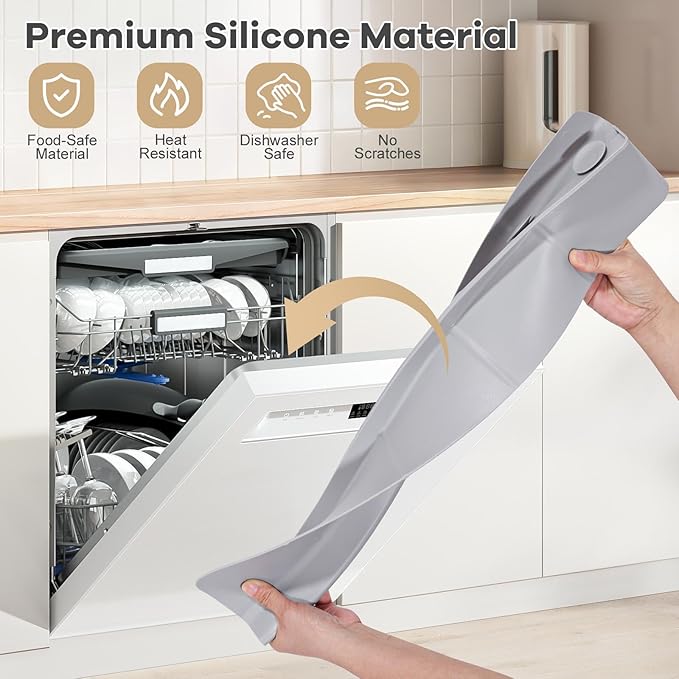 Sink Splash Guard, 18", Non-slip with Suction Cups, Stop Water Splash with High Rim, for Kitchen & Bathroom, Faucet & Countertop Protector, Easy Install, Dishwasher Safe