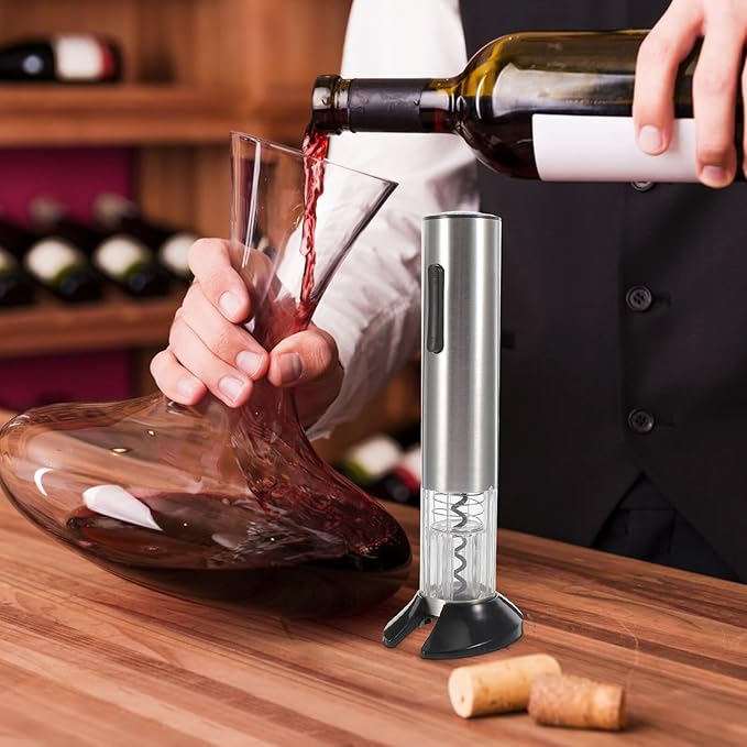Angoily Electric Wine Opener USB Rechargeable Automatic Bottle Opener with Stainless Steel Base Foil Cutter Vacuum Stopper Practical Wine Opening Tool and Parties