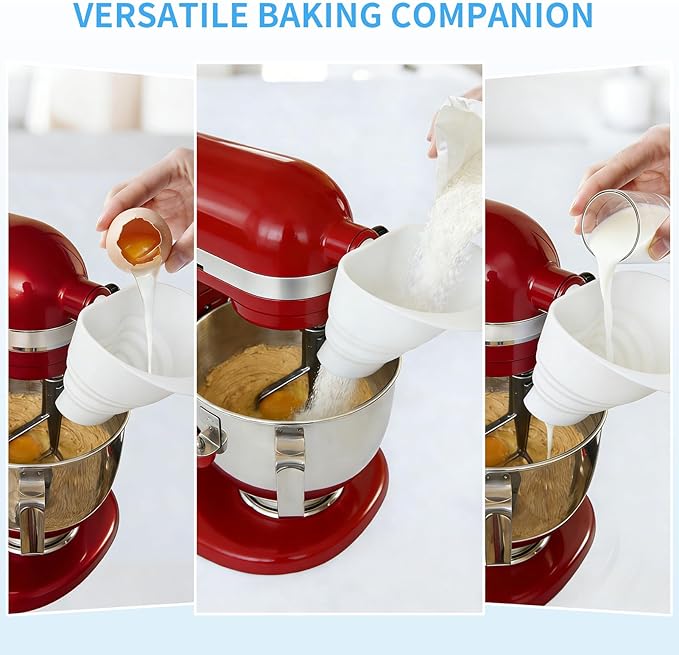 Sourdough Baking Set - 2 XL Beeswax Bread Bags for Homemade Bread (17×13 in) with Botanical Print & 1 Foldable Silicone Funnel Stand Mixer Attachment for 4.5-5 Quart Tilt-Head Mixers