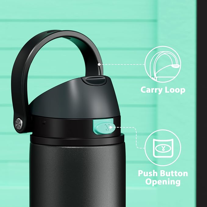 24 oz Insulated Water Bottle for Sports: Meoky Stainless Steel Water Bottle with 2-in-1 Straw and Spout Lid - Leak Proof, Cold for 24 Hours, Fits in Car Cup Holder, BPA-Free for Travel Gym, Foggy Tide