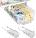Smart Design Adjustable Pull Out Refrigerator Drawer - Medium, Set of 3 - Extendable Rails and Handle - BPA Free - Holds 15 lbs - Fridge Bin, Freezer, Pantry Food Storage Organizer - Kitchen - Clear