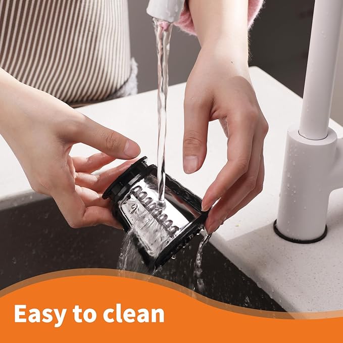 Electric Cheese Grater, One-Touch Control Grater Machine for Vegetables, Fruits, Potatoes, Salad Maker with 6 Free Attachments