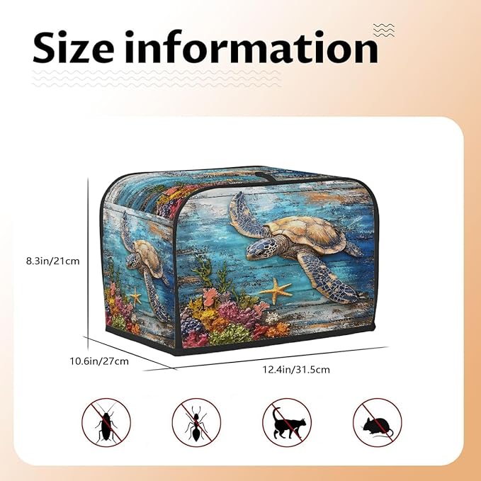 Turtle Wood Sea 4 Slice Toaster Cover Dust And Fingerprint Bread Maker Cover Bakeware Protector Washable Appliance Covers Kitchen Accessories For Home Kitchen Women Gift