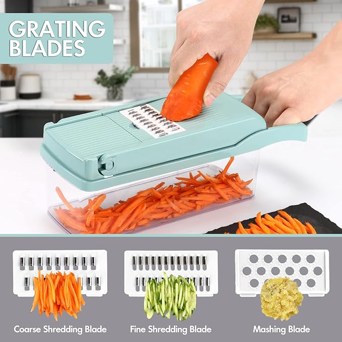 Ourokhome Mandoline Vegetable Chopper Food Slicer, Cheese Grater Shredder, Upgrade Meat Chopper and Stirrer for Kitchen