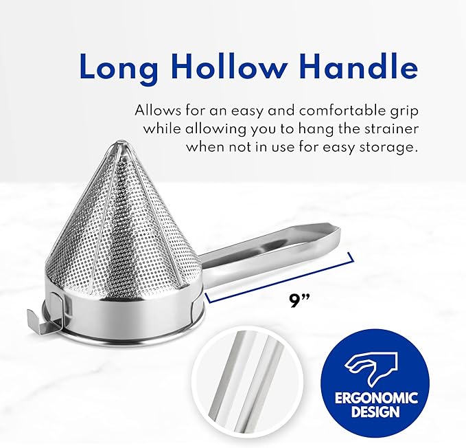 New Star Foodservice 537478 18/8 Stainless Steel China Cap Strainer (7-Inch, Fine Mesh)