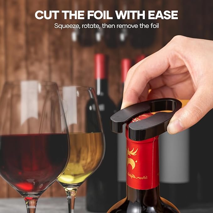 Crenova Electric Wine Opener, Rechargeable Wine Bottle Opener, Automatic Corkscrew with Vacuum Stopper, Aerator Pourer, Foil Cutter, Display Base, Gifts for Valentines Day New Home Wedding Birthday