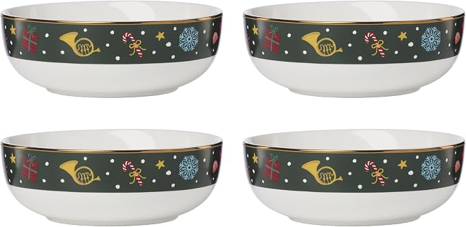Lenox 898403 Nutcracker Ballet All Purpose Bowls, Service For 4, Christmas Dishes, Dinnerware Set, Holiday