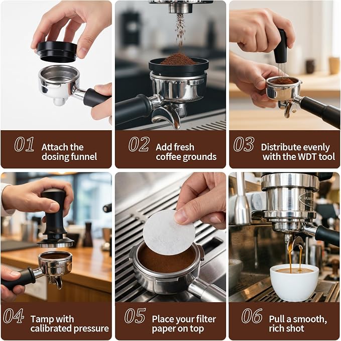 26 PCS Espresso Accessories Kit, Espresso Tamper Kit Coffee Tamper Set, 51mm Espresso Tamper with Spring Loaded Calibrated, 51mm Espresso Filter Paper and Dosing Funnel, WDT Tool