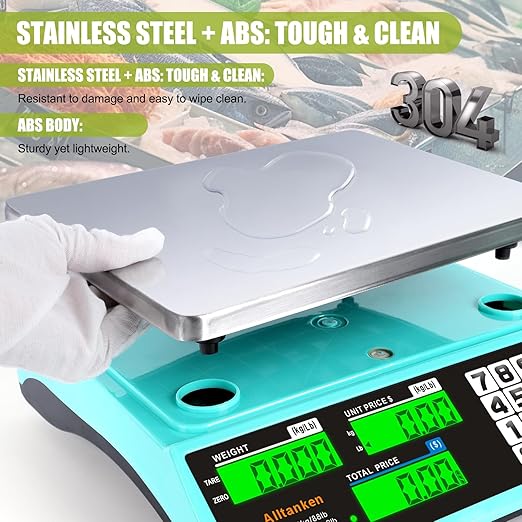 88lb/40kg Commercial Food Scale, Digital Price Computing Scale with Counting Feature, Outdoor Market Food Scale Dual LCD for Farmers Markets, Butchers, Retail Stores