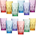 Bravario Royal Plastic Drinking Tumbler, Premium Quality Water Glasses, Dishwasher-Safe BPA-Free Durable Mixed Colors Assorted Stackable Cups, 18 oz Set of 12