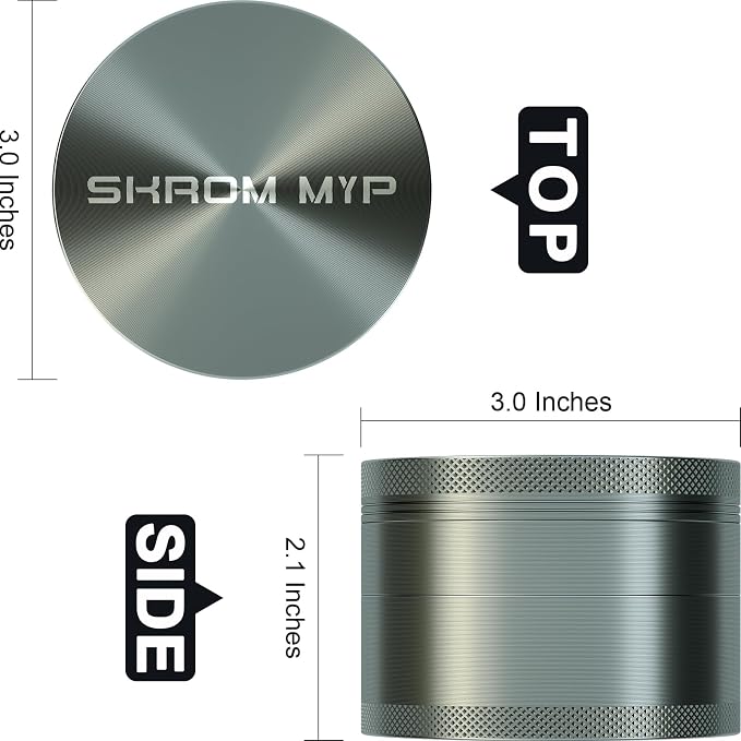 Spice Grinder, Aluminum Large 3" (Grey)