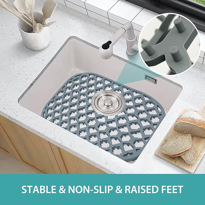 SAMSIER Silicone Sink Protectors Mats (13x11 & 14x12 & 16x12 & 18x16 & 19x14 & 21x16 & 22x13 & 25x16 & 26x14 & 28x14 & 30x16) for Bottom of Kitchen Sink (12”x11.5”)