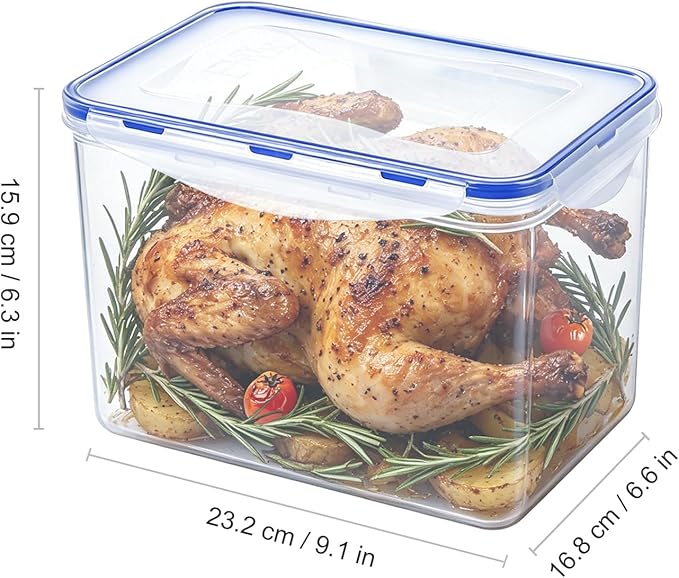 KIGI Large Food Storage Containers with Airtight Lids, BPA free Plastic, Leakproof, 4 Sided Locking Lid, 17.7 Cup, 143oz, 4 Piece Set,