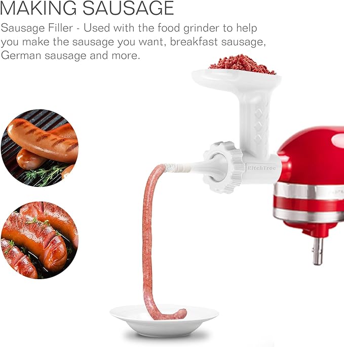 KITCHTREE Fruit & Vegetable Strainer Attachment Set for KitchenAid - Includes Food Grinder Attachment and Sausage Stuffer Tubes, Compatible with KitchenAid Stand Mixers