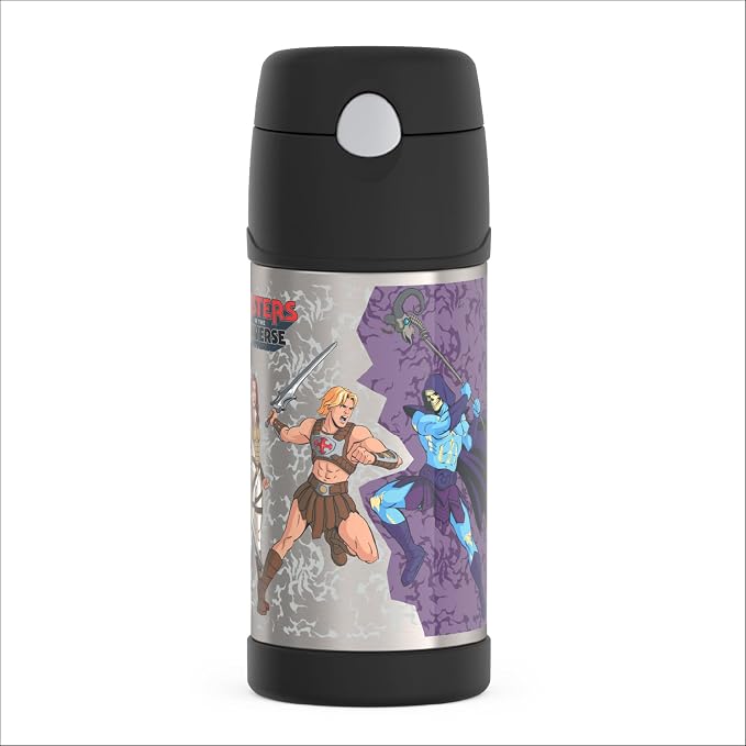 THERMOS FUNTAINER Water Bottle with Straw - 12 Ounce - Kids Stainless Steel Vacuum Insulated Water Bottle with Lid, Masters of the Universe