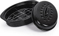 13” Roasting Pan with Lid, Small Enameled Carbon Steel Oven Roaster for Chicken, Turkey, Meat, Bread, Sourdough, Heat Resistant to 572℉, Dishwasher/Induction Safe, including Stainless Steel Oval Rack