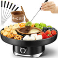 LUSHYUM Electric Chocolate Fondue Set, 4-Cup Chocolate, Rotating Tray | Melt & Warm Modes, Dual Silicone Inserts, 6 Color-Coded Forks, Easy-Clean, Ideal for Candy Melts, Couple Family, Date Night