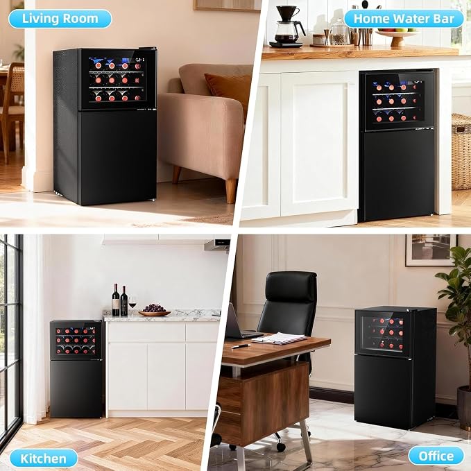 Antarctic Star 2.6 Cu. Ft. Mini Fridge, Compact Refrigerator with Freezer, Adjustable Temp, Reversible Door, LED Light for Home Office Bar Bedroom