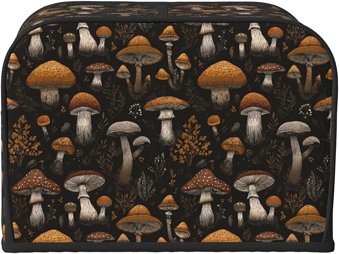 Toaster Cover 4 Slice Vintage Mushroom Leaf Kitchen Small Appliance Covers with Pockets Dust and Fingerprint Protection