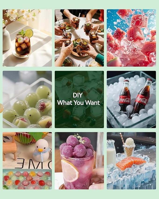 Round Ice Cube Trays with Lid and Bin - 1.0 Inch Small Sphere Ice Ball Maker for Freezer, Makes 70 Ice Balls, Stackable Ice Mold for Cocktails, Whiskey, Coffee & Drinks, BPA-Free Ice Trays for Freezer
