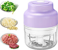 2026 Upgraded Electric Mini Garlic Chopper - Portable USB Rechargeable Food Processor, Cordless Small Vegetable Mincer & Grinder for Garlic, Onion, Ginger, Chili (Purple)
