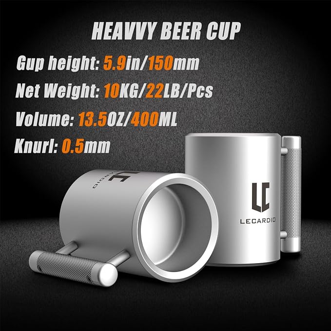 LECARDIO Weighted Heavy Mug 22LB 13 oz - Beer Cup | Fitness Water Cup | Durable Weightlifting Plate Design | Gym, Workout, and Beer Enthusiast Gift