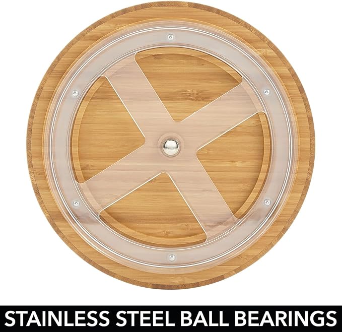 mDesign Lazy Susan Turntable Bamboo Spinner for Kitchen Cabinet, Pantry, Fridge, Cupboards, or Counter, Fully Rotating Organizer for Food, Spices, or Condiments, 9" Round, Echo Collection, Natural/Tan