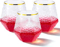 Goodluck 40 PCS Diamond Stemless Plastic Wine Glasses, 12 Oz Disposable Fancy Plastic Cups, Suitable for Weddings, Birthday Parties, Family Gatherings, Bars, etc （Hammered Gold rimmed cups）