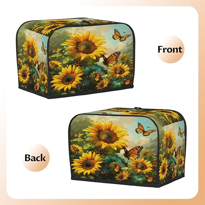 Sunflower Yellow Beautiful 2 Slice Toaster Cover Dust And Fingerprint Bread Maker Cover Bakeware Protector Washable Appliance Covers Kitchen Accessories For Home Kitchen Women Gift