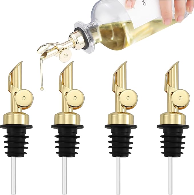 Spaceneat Olive Oil Dispenser 2-Pack, Black, 16.9 fl oz & 4 Extra Oil Spouts (Gold)