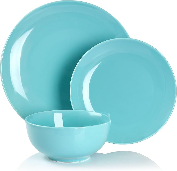 Elama Luna 18 Piece Round Porcelain Dinnerware Set (Blue)