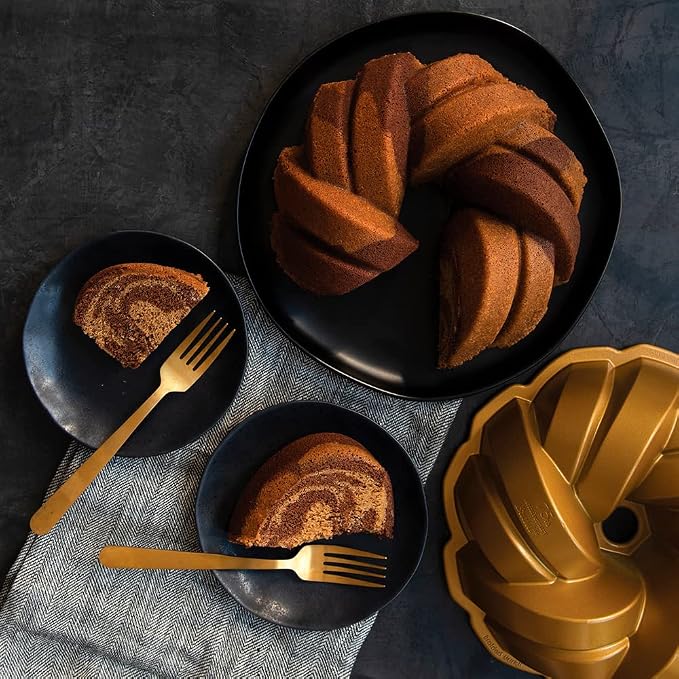 Nordic Ware NW 95577 75th Anniversary Braided Rope Bundt Cake Pan, Gold 12 Cup Capacity (Pack of 3)
