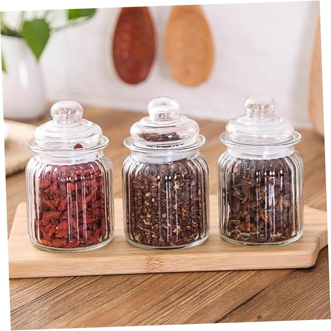 4pcs Storage Bins Lids Glass Storage Jars for Food Prep Containers Compact