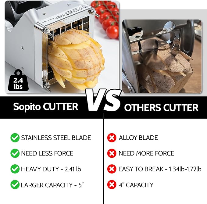 Stainless Steel Potato Ricer for Commercial and Home Use and Potato Cutter for 1/2 Inch French Fries