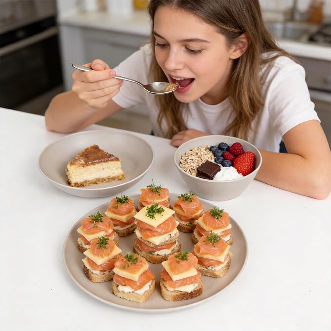 Unbreakable Dinnerware Set for 6 Matte Nautral White 18 Piece Melamine Wheat Straw BPA Free Lightweight Dishwasher Safe Shatter Resistant for Daily Dining Kitchen Outdoor RV
