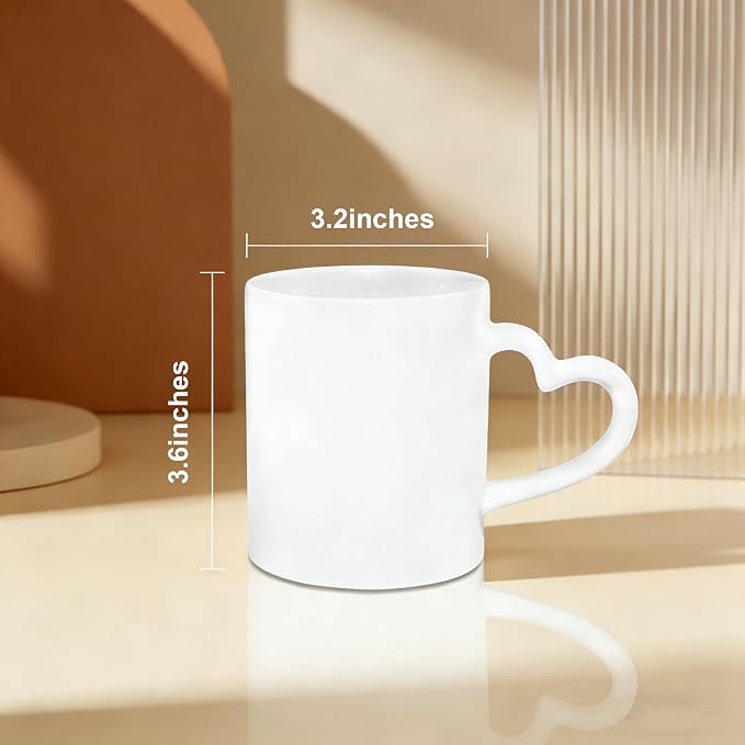 MR.R Set of 48 Sublimation Blanks Dishwasher White Ceramic Coffee Mugs 11oz Blank Ceramic Classic Drinking Cup Mug with Heart Handle for Milk Tea Cola Water