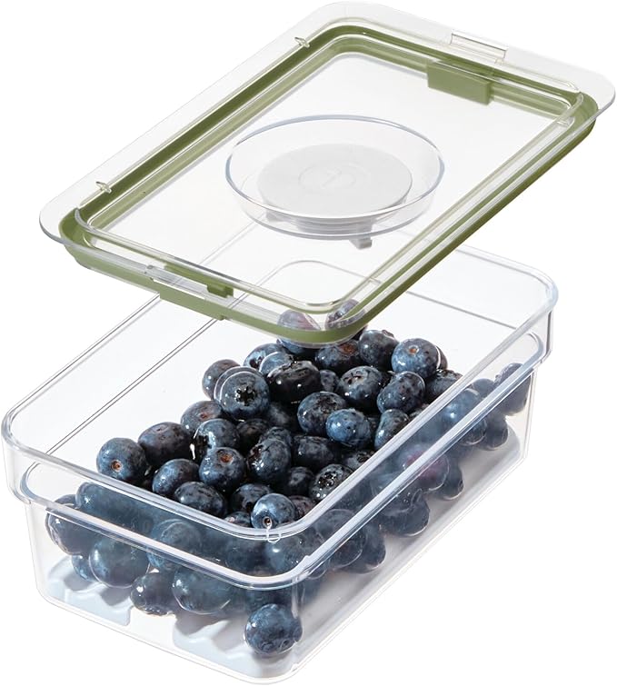 iDesign Medium Short Produce Storage Bin with Insert Tray, The Fresh Collection – 5" L x 8.1” W x 3” H, Clear Bin