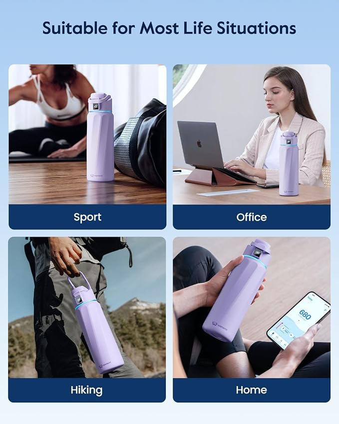 BOOST Smart Water Bottle with Reminder & Tracker, Double Wall Vacuum Insulated Bottles Stainless Steel, 32oz BPA-Free Wide Mouth for School, Gym, Office, Ideal for Father's Day