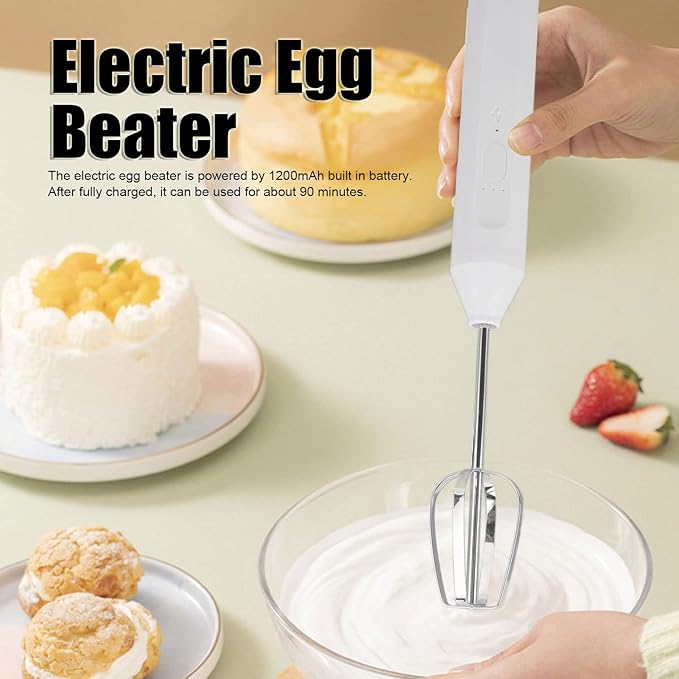 Electric Hand Blender，3 in 1 Immersion Blender Handheld, Beater Electric Milk Frother Coffee Blender Milkshake Blender Foamer Kitchen Tools(White)