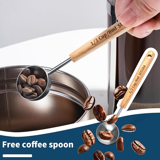 MERMOO YILAN Glass French Press Coffee Maker with Spoon 20oz | Heat-resistant Borosilicate Glass|Plastic-Free|Easy to Use& Easy to Clean