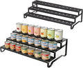 Attelite 3 Tier Expandable Can Rack Organizer for Pantry, Adjustable 13"-21" Metal Soda Can Organizer, Pantry Organization Canned Food Storage Holder for Kitchen Cabinet Countertop, Black 2Pack