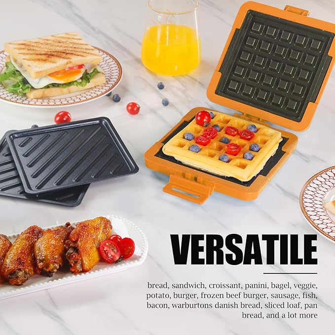 MKYSAIL Microwave Sandwich Maker & Waffle Maker 2-in-1 Set - Full Wrap detachable Silicone waffle sandwich maker for Breakfast/meats,Fast Grilled cheese,Dishwasher Safe,Portable for Home/Travel/Gifts