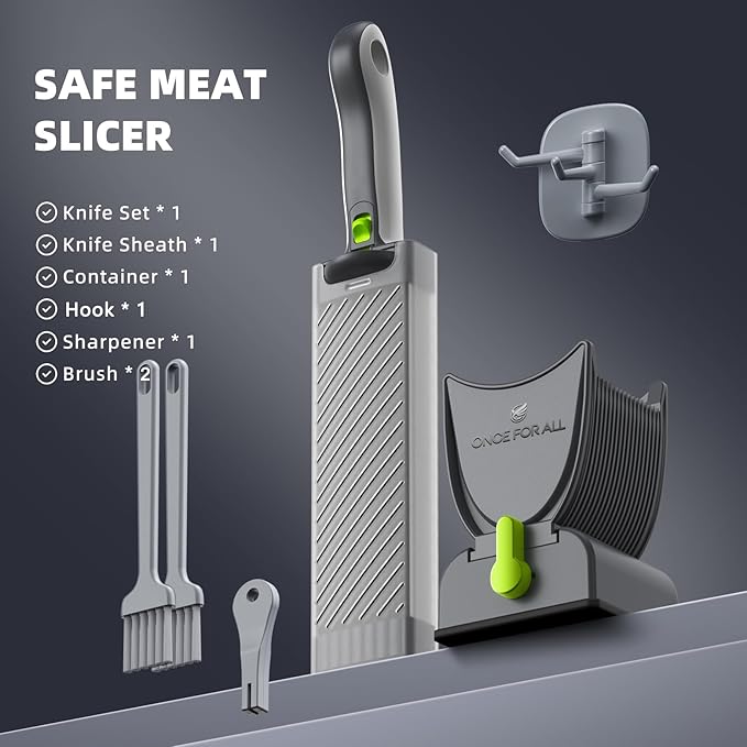 ONCE FOR ALL Fresh Meat Slicer Cleaver Kitchen Knife Set For Meat Slicing Shredding, Manual Jerky Cutter Food Slicer For Beef Pork Mutton For Home Cooking BBQ Hot Pot