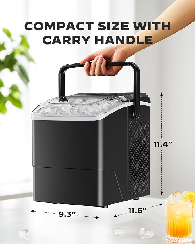 Totnz Ice Makers Countertop,26 Lbs/24 Hrs, Portable Countertop Ice Maker with Self Cleaning Function,Ice Maker for Kitchen/Office/Parties