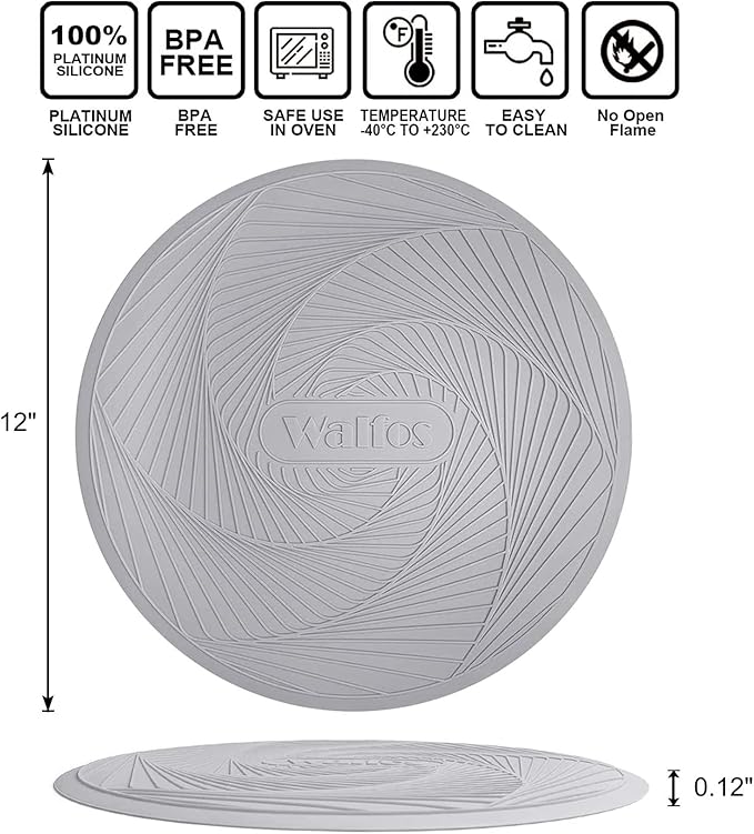 Silicone Microwave Mats, Walfos Heat Resistant Multi-Purpose Microwave Trivet Mat, Non-Slip, BPA Free and Dishwasher Safe, Perfect for Microwave, Oven and Hot Pan, 2 Pieces