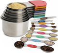 Magnetic Measuring Cups and Spoons Set of 16,Stainless Steel Magnetic Measuring Cups Set 7 and Magnetic Measuring Spoons Set of 8 with Leveler for Dry Liquid Ingredients (16, Colorful)