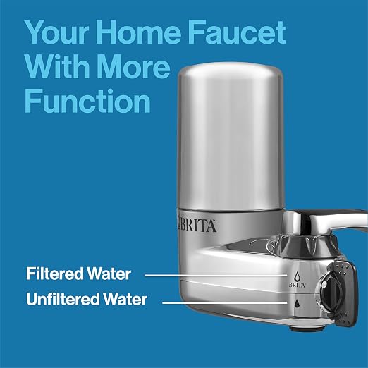 Brita Replacement Water Filter for Faucet Mount, Removes 99% of Lead, Sink Filtration System, Chrome, 2 Count