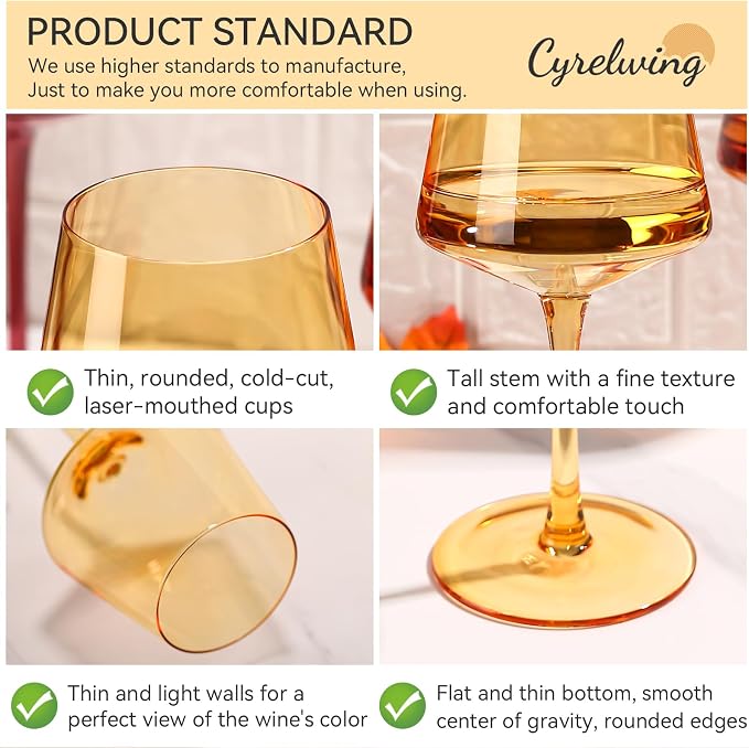 Venus Wine Glasses Set of 6-18oz【Hand Blown】 Crystal Melanin Wine Glasses with Stem- Wedding gift set for wine lovers Red White Wine Dinner